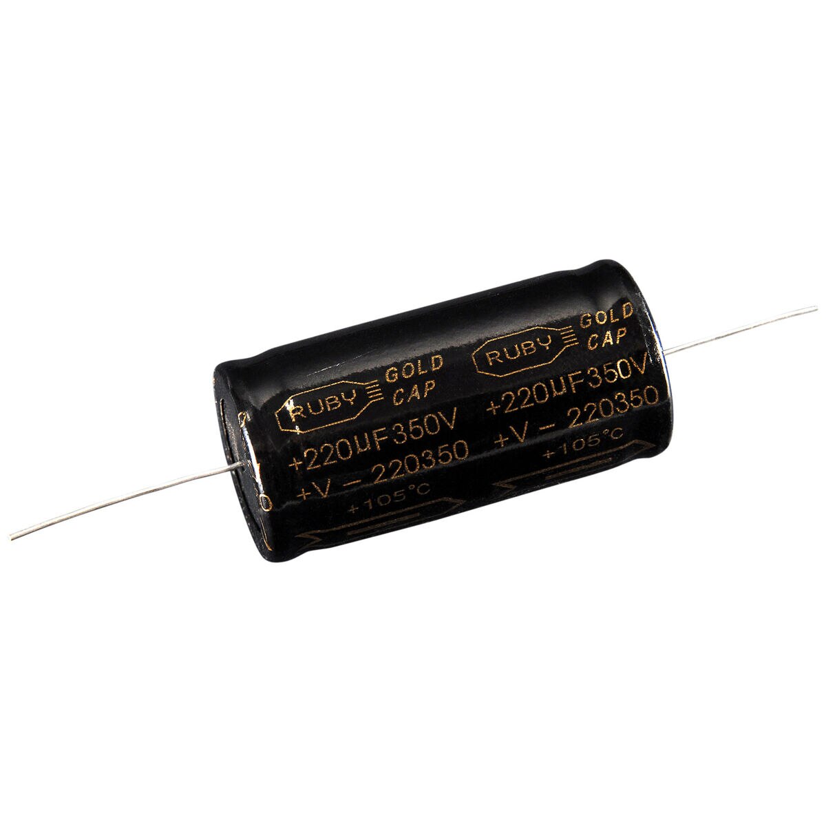 Ruby Tube Gold 220uF 350V Axial Capacitor